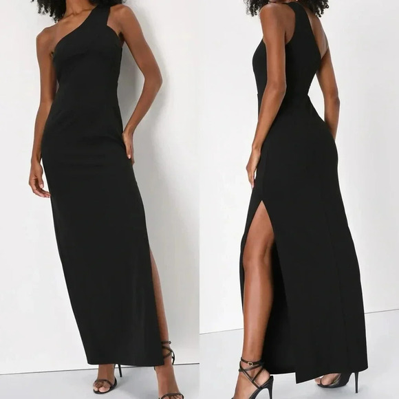 Lulus Dresses & Skirts - NWOT Lulus Stun the Soiree Black One-Shoulder Maxi Dress
